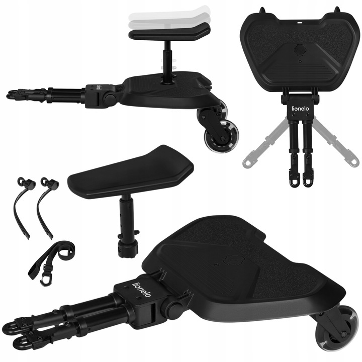 Lionelo Buggy Board Dostawka do Wózka Black Dostawka-do-wozka-uniwersalna-z-siedziskiem-2w1-kolka-LED-skladana-Lionelo-Kod-producenta-LO-BUGGY-BOARD-BLACK-ONYX