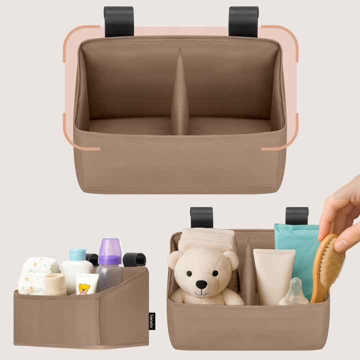 Lionelo Sidepocket Small Organizer na łóżeczko wiszący przybornik Beige Organizer-na-lozeczko-wiszacy-przybornik-Lionelo-Sidepocket-Small-Marka-Lionelo