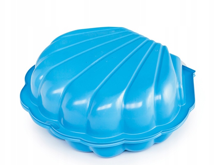 Piaskownica Muszelka Twins Niebieska 77x82x20 Piaskownica-Ogrodowa-Duza-XL-Basen-2w1-Muszelka-Zamykana-Podwojna-Niebieska-Szerokosc-produktu-78-cm