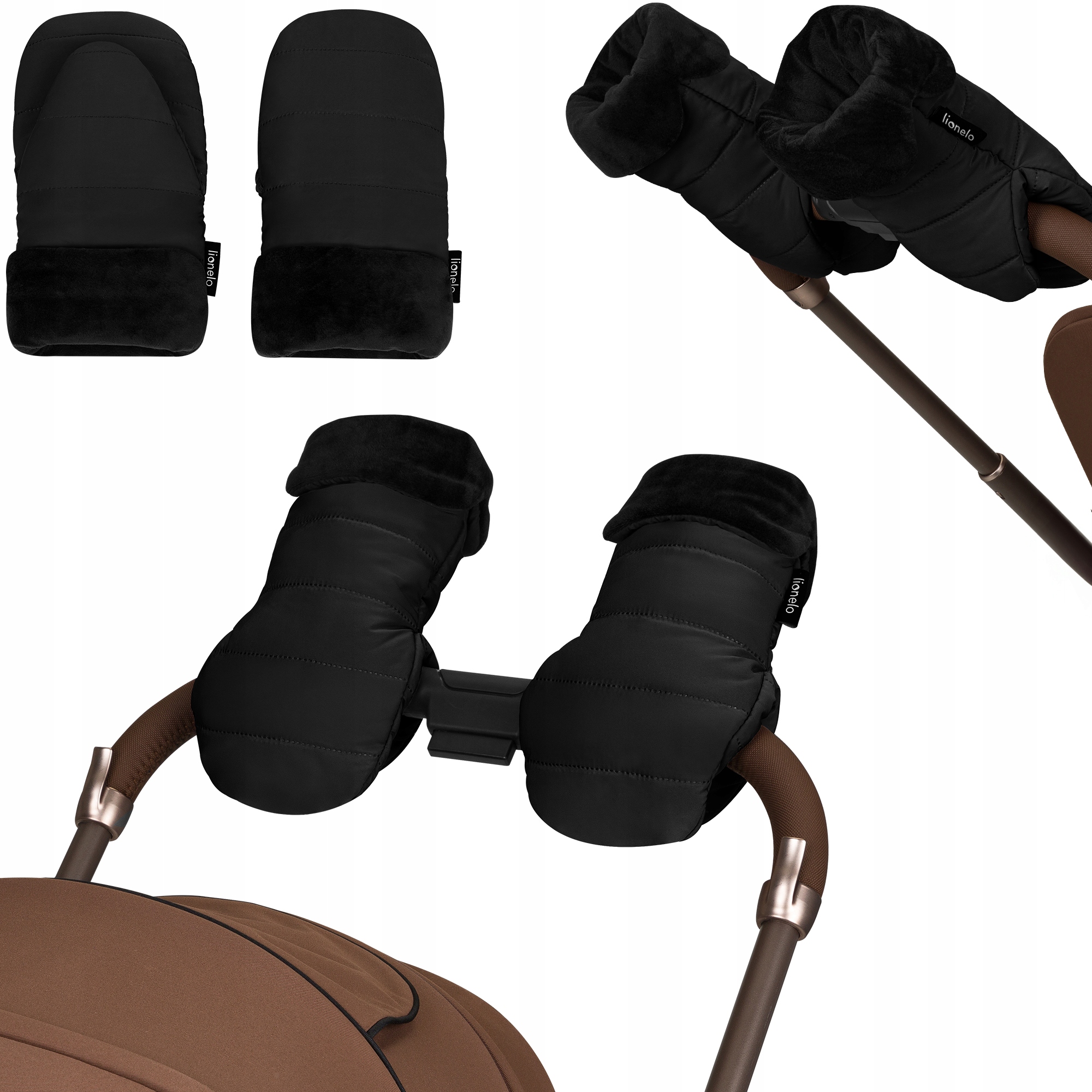 Lionelo Handmuff Rękawiczki do Wózka Black Rekawice-ocieplane-do-wozka-2-szt-mufki-WODOODPORNE-Lionelo-Handmuff-Oli