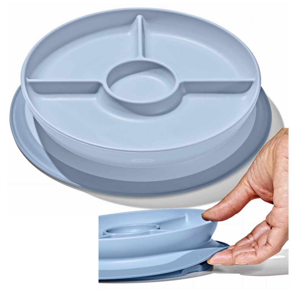 Oxo Talerzyk Trójdzielny Z Silikonową Przyssawką Dla Dzieci Antypoślizgowy Dusk oxobluettroj1