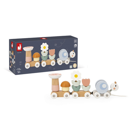 Janod Magnetyczny pociąg z klockami i grzechotką do ciągnięcia Ślimak Sweet Cocoon 12m+