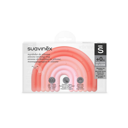 Suavinex Gryzak Silikonowy 0m+ Tęcza Różowa