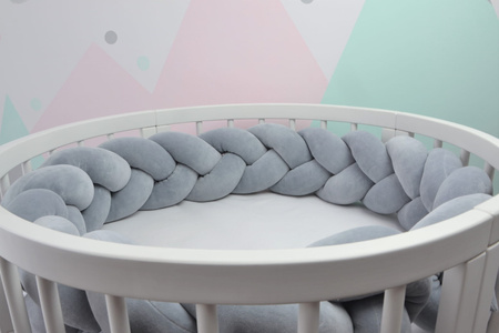 SenLove Ochraniacz do Łóżeczka Warkocz 300 cm Szary