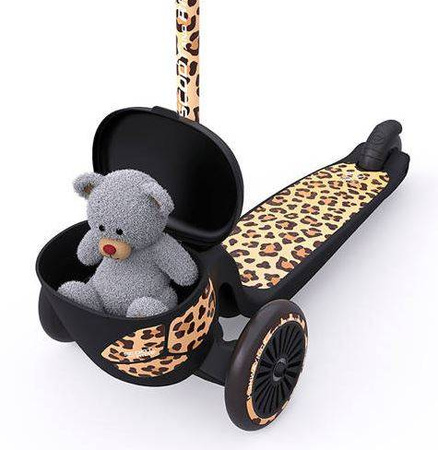 Scootandride Highwaykick 2 Lifestyle Hulajnoga Trójkołowa Balansowa z Zamykanym Schowkiem 2+ Leopard