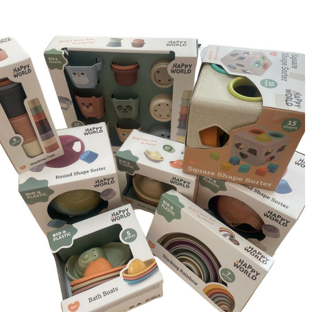 Happy World Kulki sensoryczne BIOplastik 6 szt 0m+