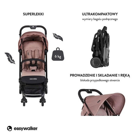 Easywalker Buggy XS Wózek spacerowy z osłonką przeciwdeszczową kolekcja 2019 Desert Pink