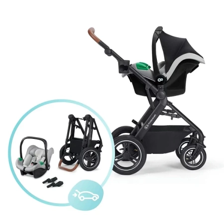 Kinderkraft B-Tour Mink Pro Wózek Głęboko-Spacerowy + Fotelik 0-13 kg Zestaw 3w1 Light Grey
