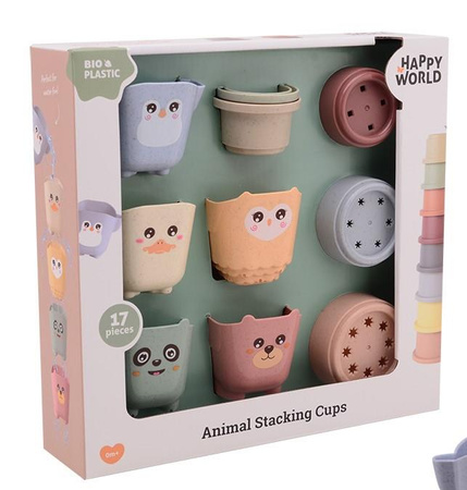 Happy World Wieża kubków i wiaderek 17szt BIOplastik
