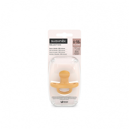 Suavinex SX Pro All Silicone Smoczek Silikonowy Anatomiczny 6-18m Colour Essence Musztardowy
