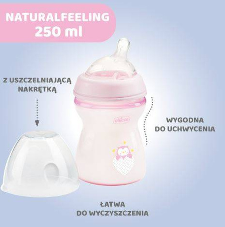 Chicco Butelka Natural Feeling Plastikowa 2m+ 250 ml Girl