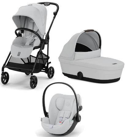 Cybex Melio Carbon Wózek Głęboko-Spacerowy Fog Grey + Cybex Cloud G I - Size Fotelik Samochodowy Fog Grey 0-13kg