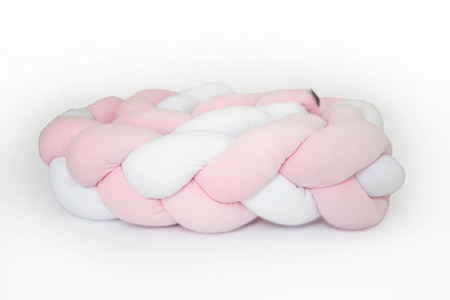 SenLove Ochraniacz do Łóżeczka Warkocz 160 cm Biało- Różowy