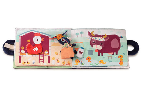 LILLIPUTIENS Miękka książeczka aktywizująca "Osiołek Ignace na farmie" 18 m+