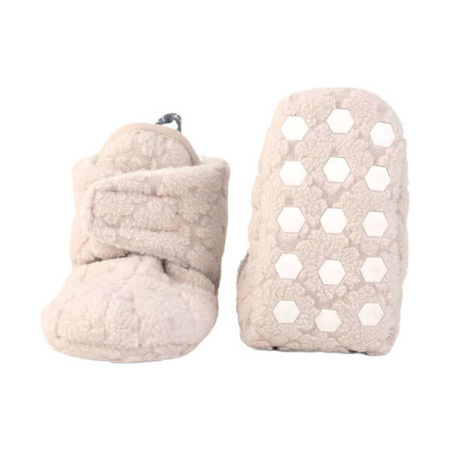 Lodger Fleece Polarowe Buciki Kapcie z Antypoślizgową Podeszwą 12-18 msc Jasnobeżowe Birch