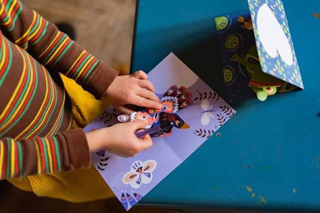 Janod Zestaw Kreatywny Przestrzenne Kartki Pop-Up 3D Zwierzęta 6+