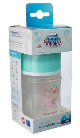 Canpol Babies EasyStart Exotic Animals Butelka Szerokootworowa Antykolkowa 120 ml 35/220_gre Green