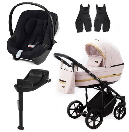 Adamex Rimini Wózek Głęboko-Spacerowy 2w1 RI-101-TIP + Cybex Aton B2 i-Size Fotelik 0-13kg + Baza + Adaptery