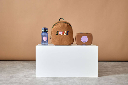 Lassig Zestaw na lunch Lunchbox + Tritanowa butelka - bidon 460 ml Little Gang Smile caramel/blue