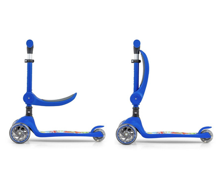 Milly Mally Fuzzy Trójkołowa Hulajnoga Balansująca z Siedziskiem Blue