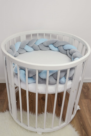 SenLove Ochraniacz do Łóżeczka Warkocz 180cm Szaro-Niebieski