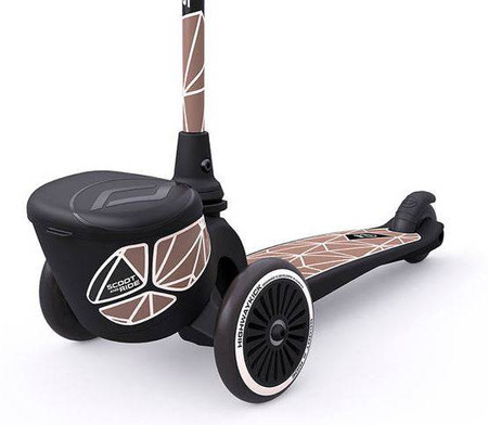 Scootandride Highwaykick 2 Lifestyle Hulajnoga Trójkołowa Balansowa z Zamykanym Schowkiem 2+ Brown Lines