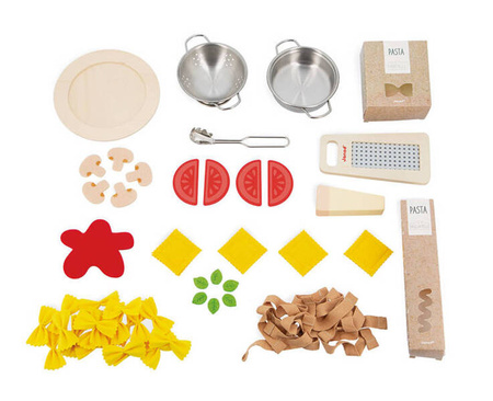 Janod Filcowy Zestaw Makaronów Z Akcesoriami Do Przyrządzania Włoskiej Pasty 3+