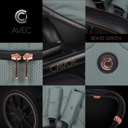 Cavoe Avec 2024 Wózek Spacerowy Bliźniaczy Boho Green