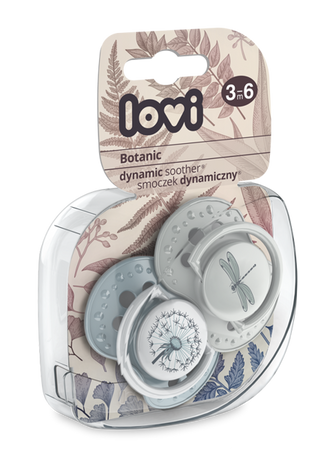 Lovi Dynamiczny Smoczek Uspokajający Silikonowy 3-6m 2szt. 22/870 Botanic Boy