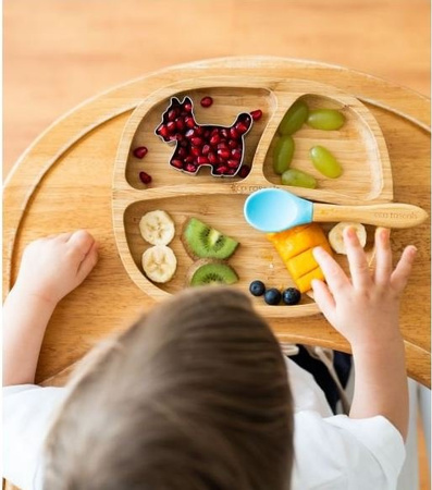 Eco Rascals Miseczka Trójdzielna Bambusowa z Przyssawką Niebieski