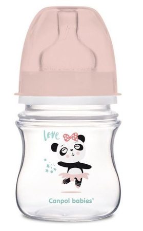 Canpol Babies EasyStart Exotic Animals Butelka Szerokootworowa Antykolkowa 120 ml 35/220_pin Pink