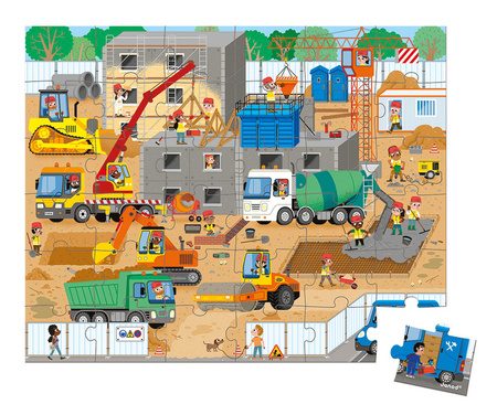 Janod Puzzle w walizce Plac budowy 36 elementów 4+