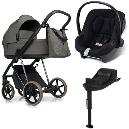 Roan Ivi 2.0 Vintage Wózek Głęboko-Spacerowy Praline + Cybex Aton B2 i-Size Fotelik Samochodowy 0-13kg + Baza One Volcano Black