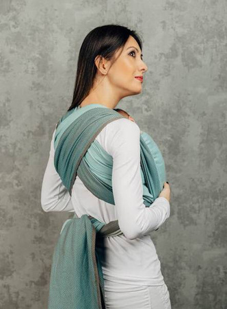 LennyLamb Moja Pierwsza Chusta Do Noszenia Dzieci Tkana Splotem Jodełkowym Mała Jodełka Rozmiar M 4,6m 100% Bawełna Baby Mint