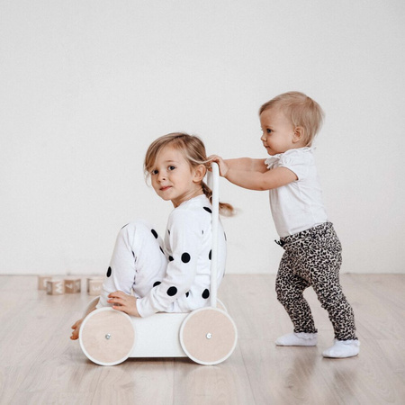 ooh noo Drewniany Chodzik Pchacz do Nauki Chodzenia Biały