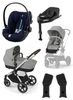 Cybex Eos Lux Wózek Głęboko-Spacerowy Rama Silver Stone Grey + Cybex Cloud G I - Size Fotelik Samochodowy Ocean Blue Plus + Adaptery + Baza 