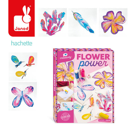 Janod Zestaw kreatywny Malowanie łańcuszkiem Pouring painting Kwiaty I love creativity 8+