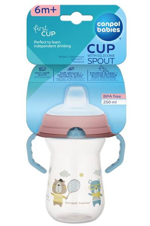 Canpol Babie sFirstCup Kubek z Silikonowym Ustnikiem 250ml Bonjour Niebieski 56/613_blu