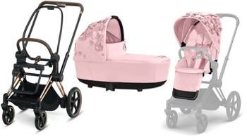 Cybex e-Priam 3.0 Wózek Głęboko-Spacerowy Rama + Tapicerka + Gondola 2w1 Pale Blush Simply Flowers