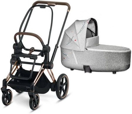 Cybex e-Priam 4.0 Rama ze Stelażem Siedziska + Gondola Wózek Głęboki Koi Crystallized
