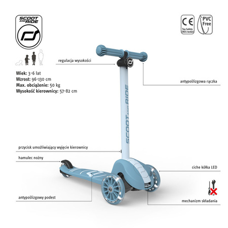 Scootandride Highwaykick 3S Hulajnoga z Systemem Sterowania 2w1 3+ Steel