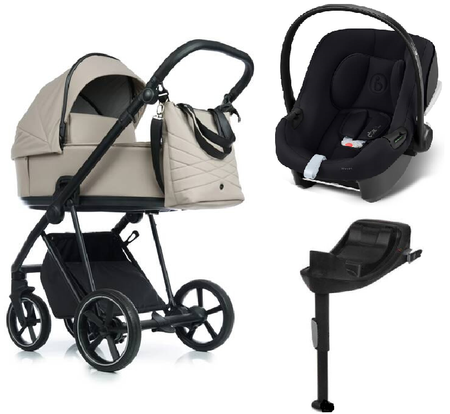 Roan Ivi 2.0 Wózek Głęboko-Spacerowy Sesame + Cybex Aton B2 i-Size Fotelik Samochodowy 0-13kg + Baza One Volcano Black