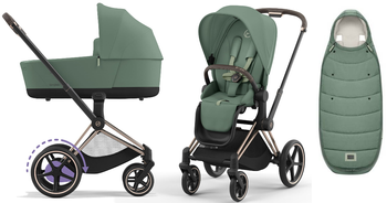 Cybex e-Priam 3.0 Wózek Głęboko-Spacerowy Leaf Green + Cybex Platinum Śpiworek
