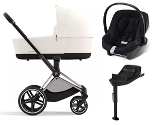 Cybex Priam 4.0 Wózek Głęboki Off White + Cybex Aton B2 i-Size Fotelik Samochodowy 0-13kg + Baza One Volcano Black