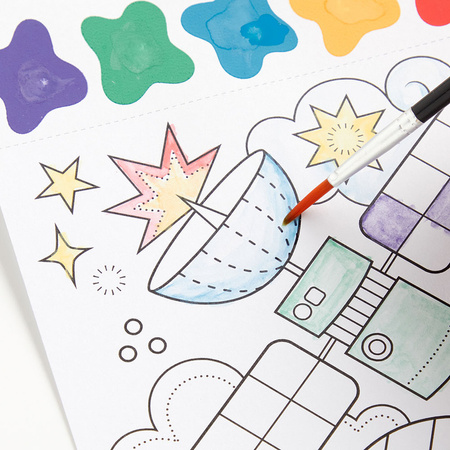 Mudpuppy Książeczka do malowania kolorowanka akwarelowa z pędzelkiem Kosmos 5+