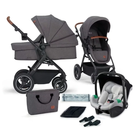 Kinderkraft B-Tour Mink Pro Wózek Głęboko-Spacerowy + Fotelik 0-13 kg Zestaw 3w1 Dark Grey