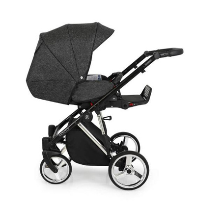 Kunert Molto Premium Wózek Głęboko-Spacerowy 2w1 Czarny + Kwiaty Srebrna Rama Koła Żelowe