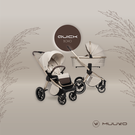 Muuvo Quick Boho Wózek Głęboko-Spacerowy + Cybex Cloud G I - Size Fotelik Samochodowy