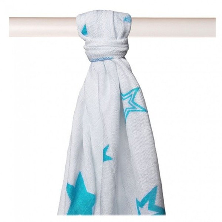 Xkko Ręcznik Bambusowy Otulacz 90x100cm Turquise Stars