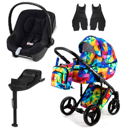 Adamex Luciano Wózek Głęboko-Spacerowy Y123 + Cybex Aton B2 i-Size Fotelik 0-13kg + Baza + Adaptery